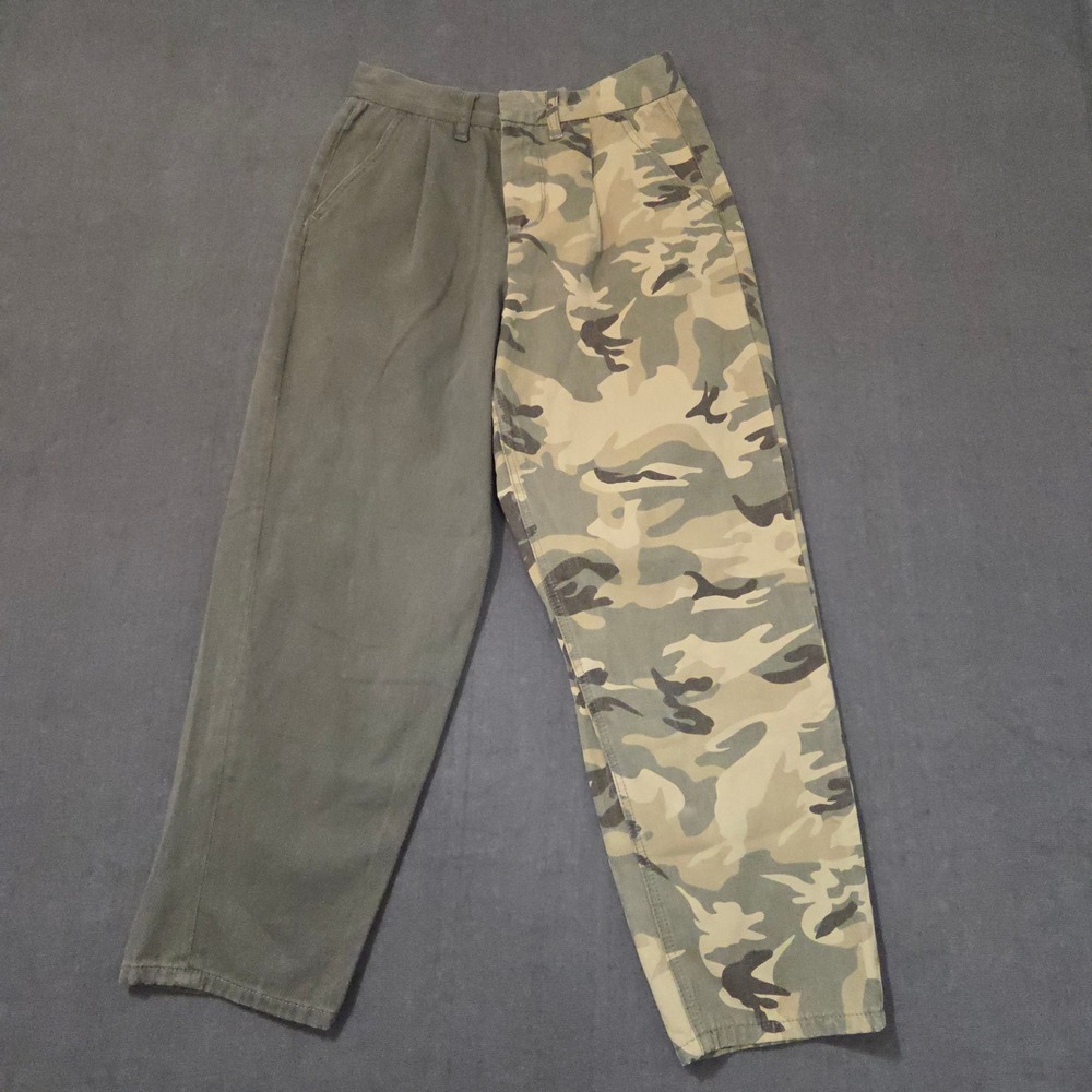 Blue‎ Revival Womens Split Leg Camo Olive Green Pants High Rise Size 26